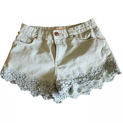 Refuge Shorts Womens Size 4 Light Green Color With Lace Trim • £14.47