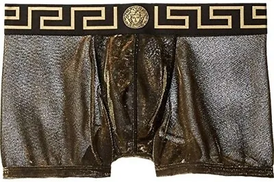VERSACE Men’s Low Rise Shiny Gold Metallic Trunks NEW WITH TAGS • $74.22