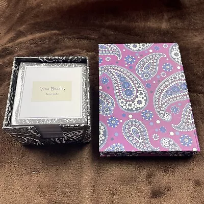 Vera Bradley Note Cube Paisley Noir 400 Sheets Black & White Plus Bonus Box • $18.99