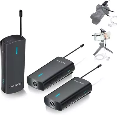 UHF Wireless Lavalier Microphone System Receiver 2xTransmitter For Camera/Phone • £29.99