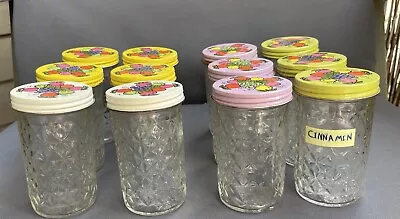 Vintage Ball Quilted Crystal Jelly Jars - Waffle Glass - 12 - 6 Oz Jars W Lids • $49