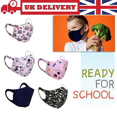 Kids Face Mask Child Masks Washable Reusable Printed Mouth Covering Children • £1.69