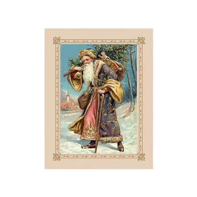 Victorian Purple Robe Santa With A Christmas Tree Vintage Image Postcard • $2.95