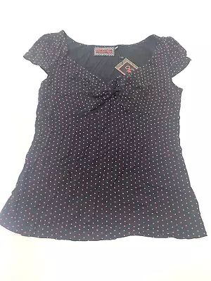 Voodoo Vixen Black And Pink Polka Dot Top Size XL NWT • $6