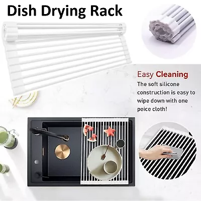 Roll Up Dish Drying Rack Dish Rack Drainer Kitchen Drainer Over Sink Organiser • $27.49
