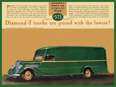 1935 Diamond T Trucks NEW METAL SIGN: 2.5 Ton Model 352 Eight Ton Van Body • $19.88