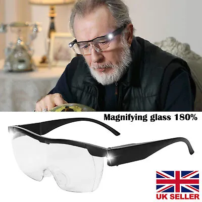 Magnifying Glasses Loupes 180% Magnifier Glasses With Led Light Reading Sewing • £7.09