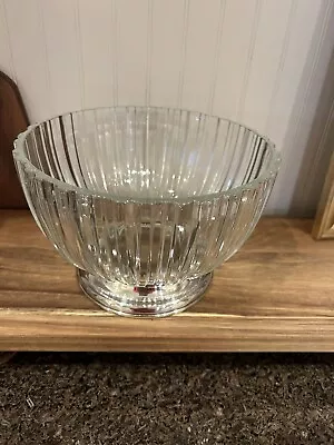 Godinger Crystal Silver Plate Base Glass Bowl Made In Italy 8” X 6” MCM • $18