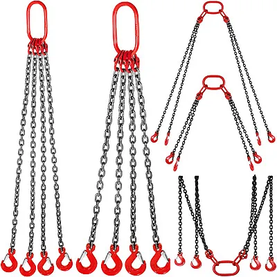 VEVOR 2m/3m/4m Lifting Chain Sling Heavy Duty W/4 Legs G80 8mm Steel Hook • £44.39