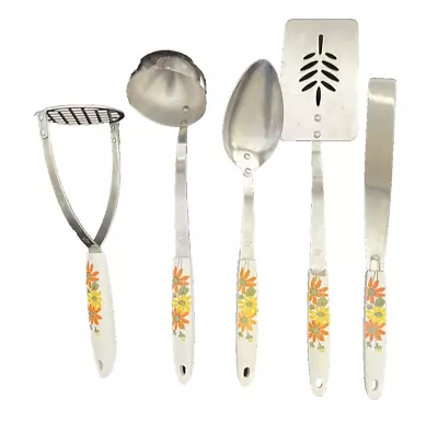 1970s EKCO Country Garden Daisy Utensils Spatula Ladle Spoon Masher Spreader 5pc • $39.99