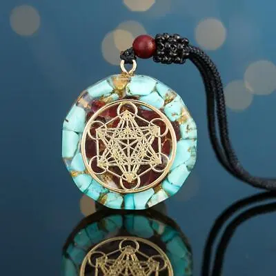 $10.99 • Buy Metatron Cube 7 Chakra Gemstone Pendant Orgonite Necklace Sacred Geometry Amulet