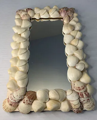 Seashell Frame Mirror Handmade Colorful Ocean Marine Nautical Sea Shells 15x9” • £23.39