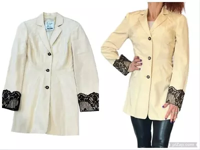 Vintage Moschino Cheap & Chic Ivory 3 Button Long Blazer Jacket Lace Cuff 2/4 • $69.99