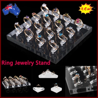 Acrylic Ring Jewelry Display Stand Organizer Ring Holder Tray Storage Rack • $9.38