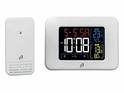Weather Station Colour Display Outdoor Thermometer Barometer Alarm Clock 2 USB  • £24.99