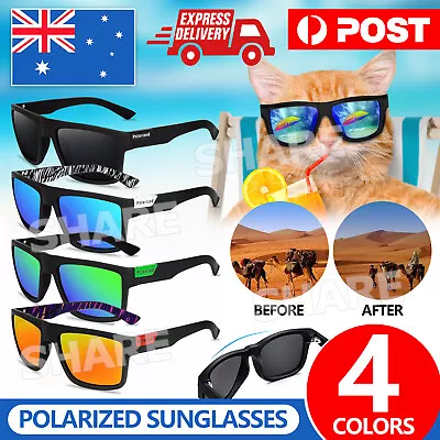 $7.45 • Buy Polarized Mens Sunglasses Polarised Square Frame Sports Driving Glasses AU STOCK