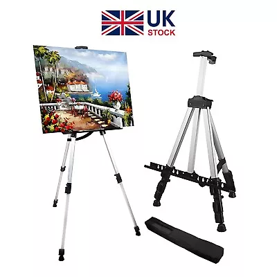 AMZDEAL 64  Silver Aluminum Adjustable Artist Field Display Easel Tripod Stand • £11.99