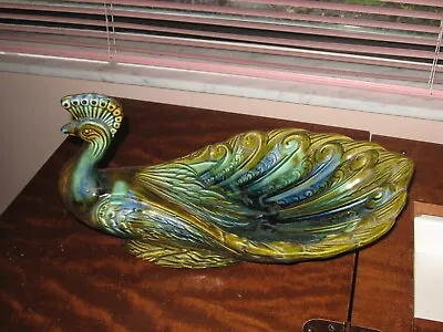 $19.99 • Buy Vintage Large Ceramic Peacock Trinket Dish 15  Long