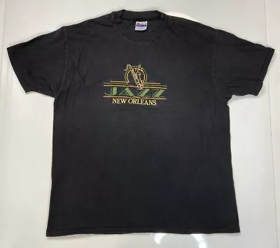 VINTAGE Jazz New Orleans T-shirt Men XL Black USA 90s Single Stitch • $19.95