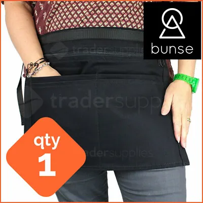 1 X BUNSE 6 Pocket Black Denim Market Trader Money Bag Cash Belt Pocket Pouch • £20.99