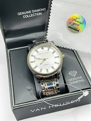 Van Heusen Genuine Diamond Collection Wristwatch Silver And Gold • $12.79
