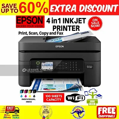 $219.95 • Buy Printer Epson Inkjet Workforce WF-2850 4 In1 Wireless Copier Scanner Fax Office
