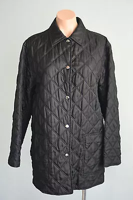 Salvatore Ferragamo Womens Jacket Coat Size M AU 10 12 Black Quilted Silk Pocket • $295