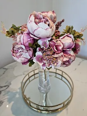 £7.95 • Buy Purple Peony Flower Artificial 13 Large Head Silk Bouquet Home Wedding
