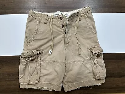 Vintage Abercrombie & Fitch Mens 31 Beige Button Fly Heavy Cotton Cargo Shorts • $24.99