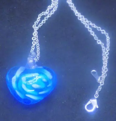 Glass Heart With Flower Design Inside Pendant / Necklace: 16.5  Length (355) • $6.50