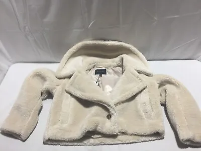 K18 BANANA REPUBLIC Vintage Faux Fur Jacket Cream Womens Size Small Petite • $120