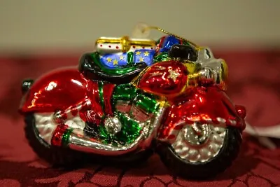 NEW Blown Glass Keepsake Christmas Tree Ornaments - Christmas Motorcycle W Gifts • $12.95