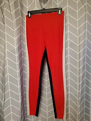 Lysse Vert Stripe Leggings Size M Womens Red White Navy Pull On Pant • $19.99