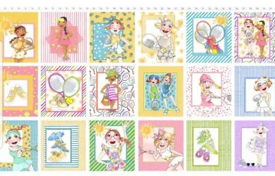 Loralie Designs - Tennis Love Quilting Fabric Panel With Ladies & Rackets • $12.99