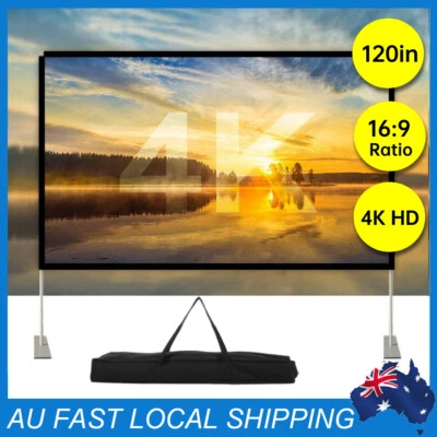 $73.99 • Buy 120in Projector Screen With Stand 16:9 Outdoor Indoor Movie Projection Screen
