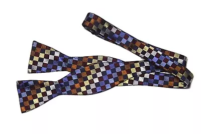 Jos A Bank Bow Tie Self Tie 100% Silk Multicolor Check Adjustable Men's • $15.99