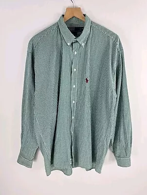 Ralph Lauren Polo OCBD Made In USA Classic Oxford Gingham Check Shirt XL 17.5  • £10