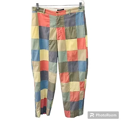 Vintage Keeler Bay PATCHWORK Pastel Madras Chinos Pants 34 X 32 RARE  India • $65