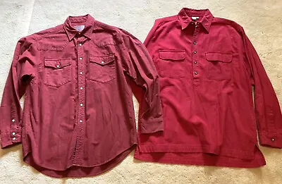 Men’s Vintage The Territory Ahead Long Sleeve Button Up Shirt & Tunic Large Red • $13.59