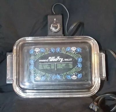 Vintage Presto Wee Fry Electric Skillet W/ Glass Lid & Temperature Control Cord • $22