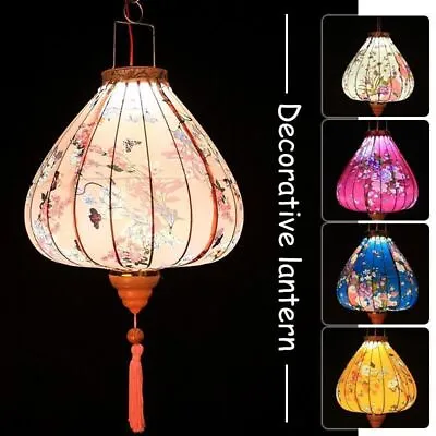 Retro Floral Chinese Silk Lantern Home Lampshade Outdoor Festival Event Decor • $46.66