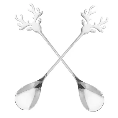 2Pcs Stainless Steel Elk Coffee Spoons Christmas Mini Tea Spoon-CL • $6.25