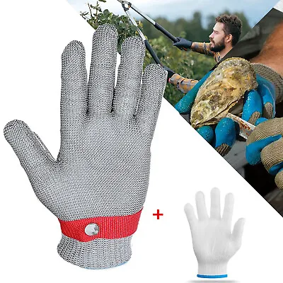 Safety Cut Proof Stab Resistant Glove Stainless Steel Metal Mesh Butcher Glove L • £8.99