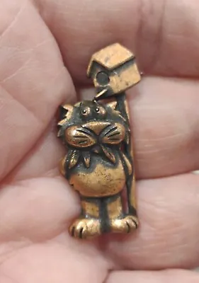 $1.29 • Buy Vintage Copper Colored Cat Birdhouse  JJ Signed Tac Pin Jewelry B35