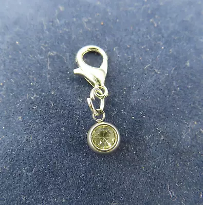 APRIL Birthstone Crystal Charm Zipper Pull Keychain Add On Clip Silver Tone 5mm • $5.88