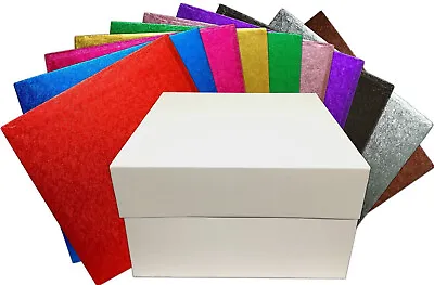 Cake BOX And Coloured Cake BOARD - Square Board And Box • £11.96