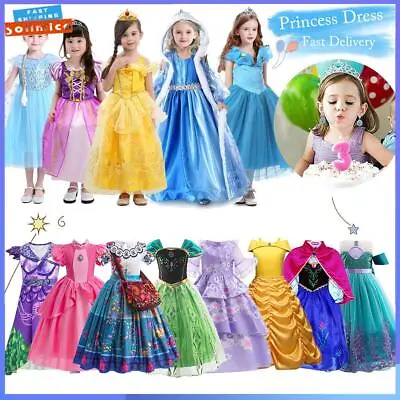 Kids Fairy Tale Princess Dress Up Fancy Costume Party Girls Cosplay Outfit Gifts • £12.59