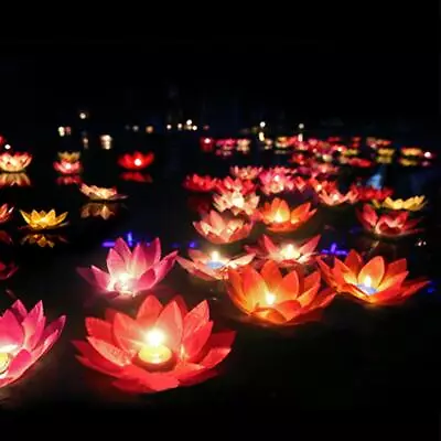 Floating Lotus Lights Water Lily Candles Light For Pool Festival Nigh 8 Pcs • $12.99