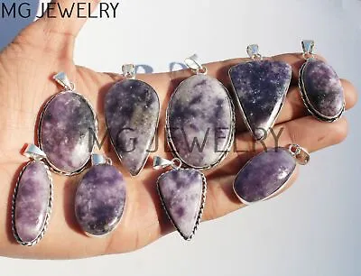 Natural Lepidolite Gemstone 925 Silver Plated Pendants 5 Pcs Lot MFA912 • $19.99