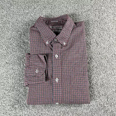 J.Crew Thomas Mason Men's Long Sleeve Button Up Shirt Red Blue Check Size Medium • $29.85